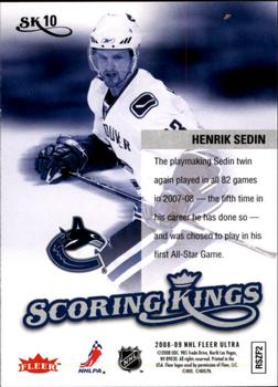 2008-09 Ultra - Scoring Kings #SK10 Henrik Sedin Back