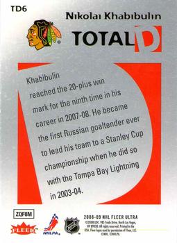 2008-09 Ultra - Total D #TD6 Nikolai Khabibulin  Back