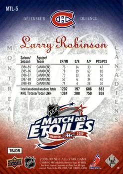 2008-09 Upper Deck - All Star Game Montreal #MTL-5 Larry Robinson  Back