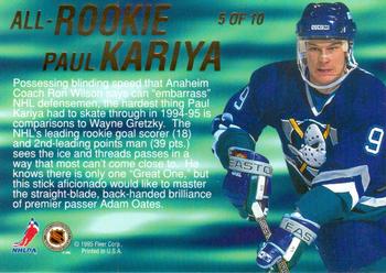 1995-96 Ultra - All-Rookie #5 Paul Kariya Back