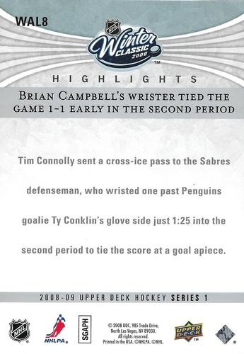 2008-09 Upper Deck - Winter Classic Highlights Jumbo #WAL8 Brian Campbell  Back