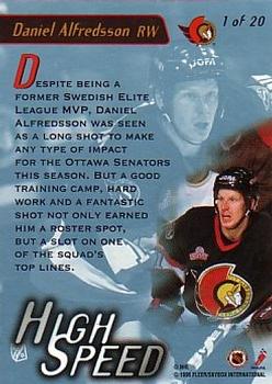 1995-96 Ultra - High Speed #1 Daniel Alfredsson Back