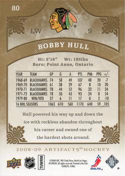 2008-09 Upper Deck Artifacts - Gold #80 Bobby Hull  Back