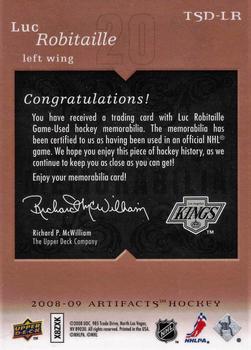 2008-09 Upper Deck Artifacts - Treasured Swatches Dual #TSD-LR Luc Robitaille  Back