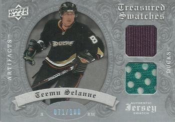 2008-09 Upper Deck Artifacts - Treasured Swatches Dual Silver #TSD-TS Teemu Selanne  Front