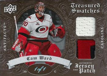 2008-09 Upper Deck Artifacts - Treasured Swatches Jersey / Patch Combo Black #TSD-CW Cam Ward  Front