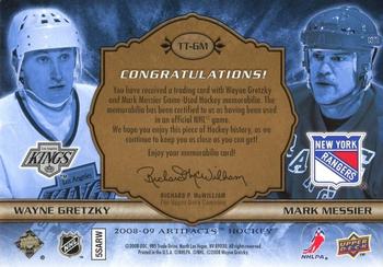 2008-09 Upper Deck Artifacts - Tundra Tandems Patches Copper #TT-GM Wayne Gretzky / Mark Messier  Back