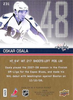 2008-09 Upper Deck Be a Player - Player's Club #231 Oskar Osala  Back