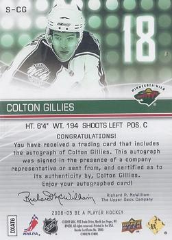 2008-09 Upper Deck Be a Player - Signatures #S-CG Colton Gillies Back