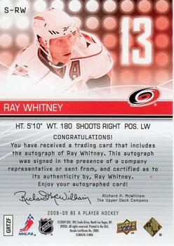 2008-09 Upper Deck Be a Player - Signatures #S-RW Ray Whitney Back