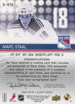 2008-09 Upper Deck Be a Player - Signatures #S-STA Marc Staal Back