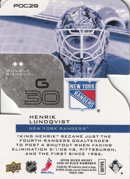 2008-09 Upper Deck Black Diamond - Premier Die Cut #PDC29 Henrik Lundqvist  Back