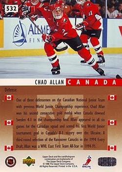 1995-96 Upper Deck #532 Chad Allan Back