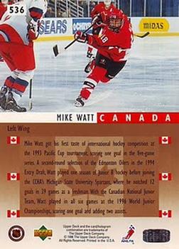 1995-96 Upper Deck #536 Mike Watt Back