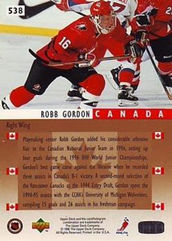 1995-96 Upper Deck #538 Robb Gordon Back