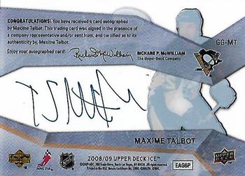 2008-09 Upper Deck Ice - Glacial Graphs #GG-MT Maxime Talbot  Back