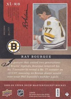 2008-09 Upper Deck Masterpieces - 5 x 7 #XL-RB Ray Bourque  Back