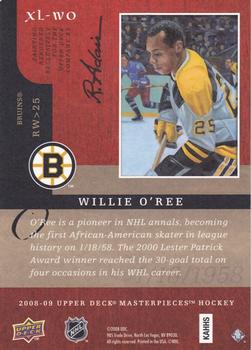 2008-09 Upper Deck Masterpieces - 5 x 7 #XL-WO Willie O'Ree  Back