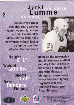 1995-96 Upper Deck Be a Player #2 Jyrki Lumme Back