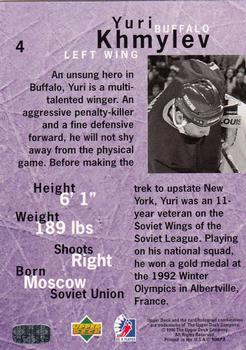 1995-96 Upper Deck Be a Player #4 Yuri Khmylev Back