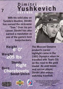 1995-96 Upper Deck Be a Player #7 Dimitri Yushkevich Back