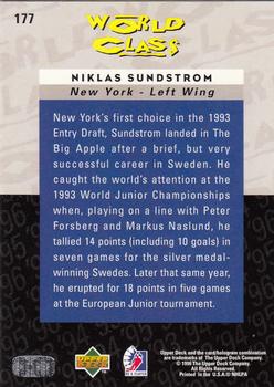 1995-96 Upper Deck Be a Player #177 Niklas Sundstrom Back