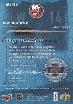 2008-09 Upper Deck Masterpieces - Brushstrokes Brown #MB-BB Bob Bourne  Back