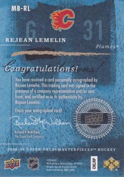 2008-09 Upper Deck Masterpieces - Brushstrokes Brown #MB-RL Rejean Lemelin Back