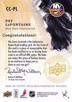 2008-09 Upper Deck Masterpieces - Canvas Clippings Brown #CC-PL Pat LaFontaine  Back