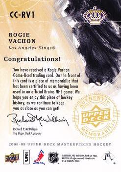2008-09 Upper Deck Masterpieces - Canvas Clippings Brown #CC-RV1 Rogie Vachon  Back