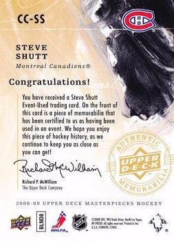2008-09 Upper Deck Masterpieces - Canvas Clippings Brown #CC-SS Steve Shutt  Back