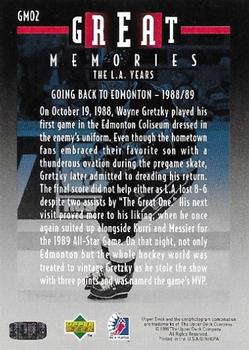 1995-96 Upper Deck Be a Player - Great Memories #GM02 Wayne Gretzky Back