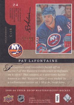 2008-09 Upper Deck Masterpieces - Green #24 Pat LaFontaine Back