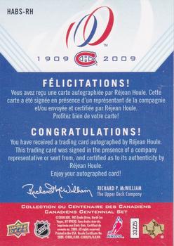 2008-09 Upper Deck Montreal Canadiens Centennial - Habs INKS #HABS-RH Rejean Houle  Back