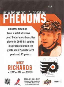 2008-09 Upper Deck MVP - First Line Phenoms #FL6 Mike Richards Back