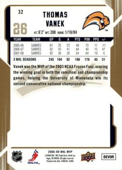 2008-09 Upper Deck MVP - Gold Script #32 Thomas Vanek  Back