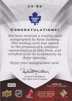 2008-09 Upper Deck The Cup - Enshrinements #CE-BS Borje Salming  Back