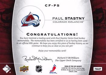 2008-09 Upper Deck The Cup - Foundations Jerseys #CF-PS Paul Stastny  Back