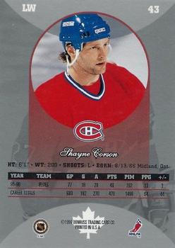 1996-97 Donruss Canadian Ice #43 Shayne Corson Back