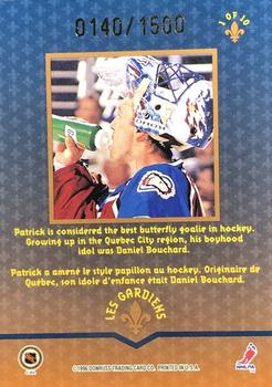 1996-97 Donruss Canadian Ice - Les Gardiens #1 Patrick Roy Back