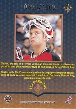 1996-97 Donruss Canadian Ice - Les Gardiens #4 Martin Brodeur Back