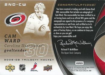 2008-09 Upper Deck Trilogy - Scripted Swatches Second Star #2ND-CW Cam Ward  Back