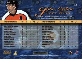 1996-97 Select Certified #33 John LeClair Back