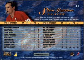 1996-97 Select Certified #41 Steve Yzerman Back