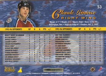 1996-97 Select Certified #53 Claude Lemieux Back