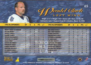 1996-97 Select Certified #65 Wendel Clark Back