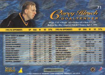 1996-97 Select Certified #71 Corey Hirsch Back