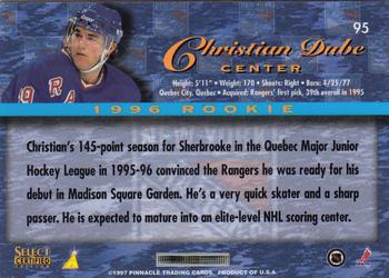 1996-97 Select Certified #95 Christian Dube Back