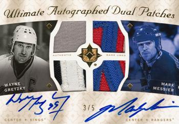 2008-09 Upper Deck Ultimate Collection - Ultimate Patches Duos Autographs #2UJ-GM Wayne Gretzky / Mark Messier Front