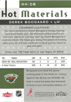 2005-06 Fleer Hot Prospects - Hot Materials #HM-DB Derek Boogaard Back